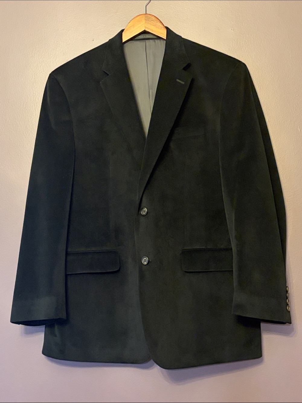 Lauren Ralph Lauren Black Two-Button Velvet Sport Blazer Coat 44R